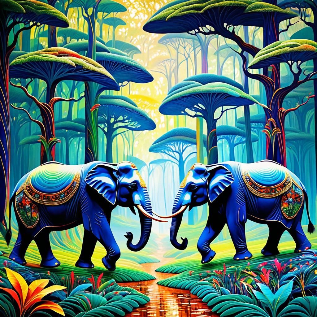 Majestic Elephants in an Elegant Forest