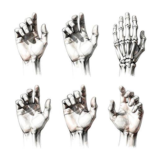 Expressive Human Hand Anatomy Sketches