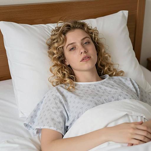 Young Woman Resting in Hospital Bed