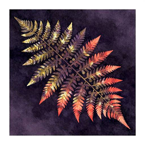 Twilight Fern Silhouette Watercolor Art