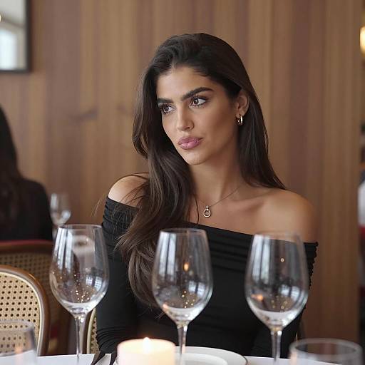 Elegant Woman Dining in a Restaurant