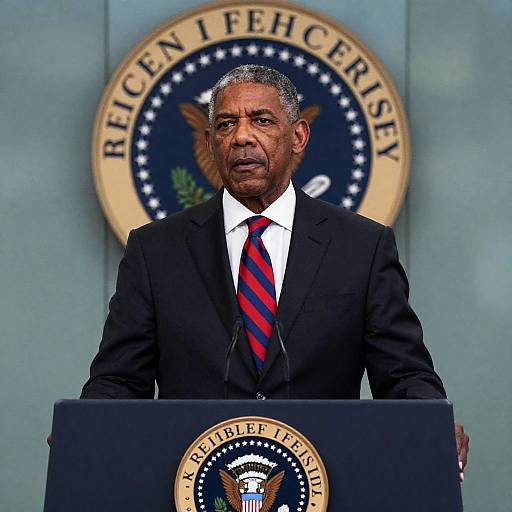 African-American Man Speaking at Podium