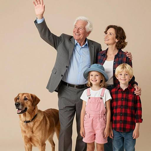 Happy Multigenerational Family with Dog