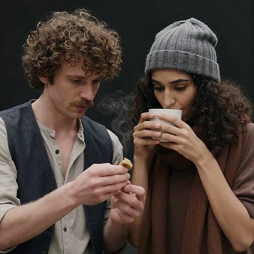 Curious Couple's Shared Moment