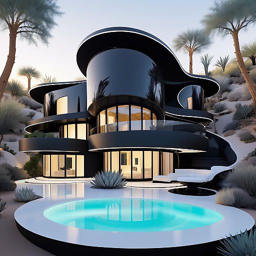 Serene Treehouse in a Futuristic Forest Serene Treehouse in a Futuristic Forest