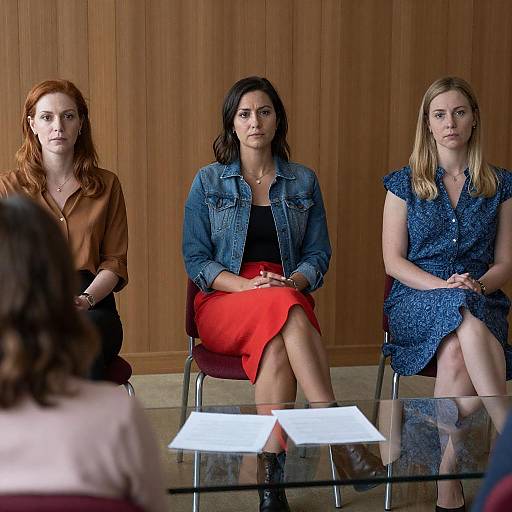 Four Women in a Wooden-Paneled Room
