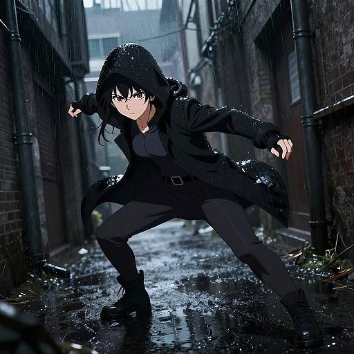 Anime Girl Detective in Rainstorm