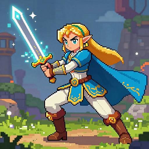 Pixel Art Princess Zelda Battle