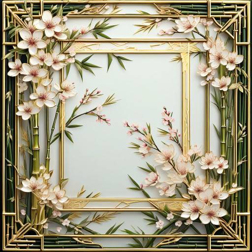Elegant Art Deco Bamboo and Blossom Frame