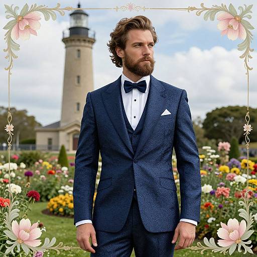 Victorian Gentleman in Floral Garden