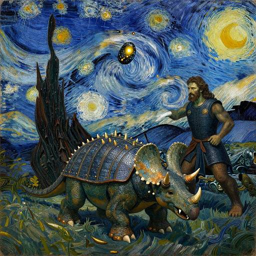 Van Gogh-Style Christ vs Colossal Golems