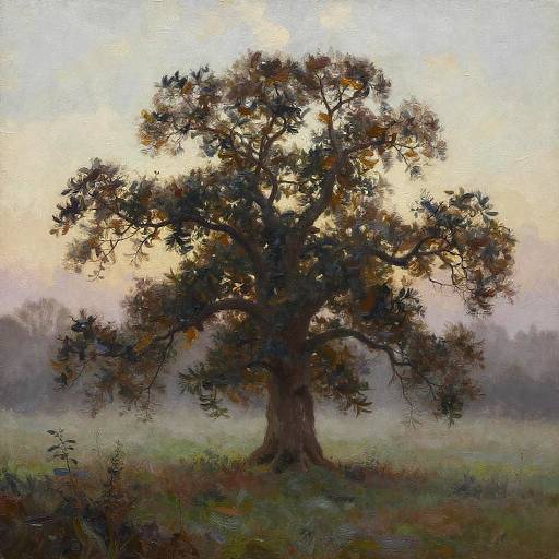 Romantic Plein-Air Oak Tree Scene