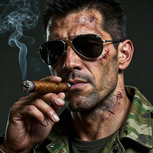 Rugged Soldier with Aviator Sunglasses