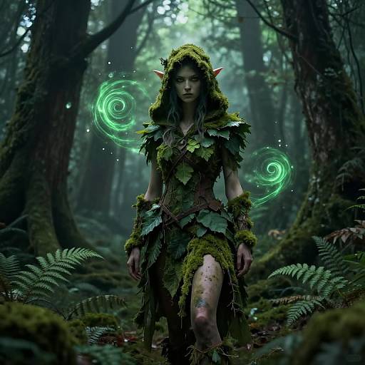 Mysterious Elf in Enchanted Forest