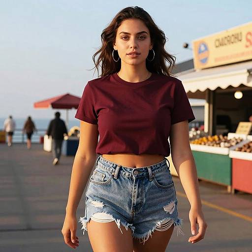 Stocky Woman at Sunrise Seafood Market