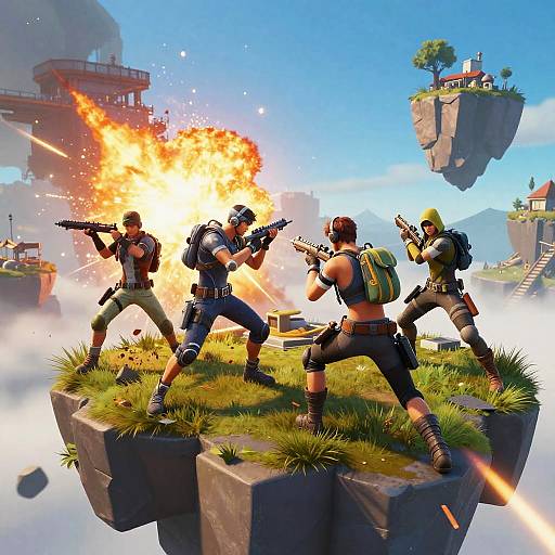 Fortnite Male Characters in Explosive Combat