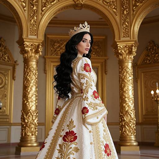 Regal Woman in Ornate Gown