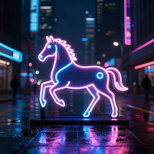 Neon Cyberpunk Horse Sign