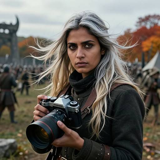 Photorealistic Portrait of South Asian War Photographer