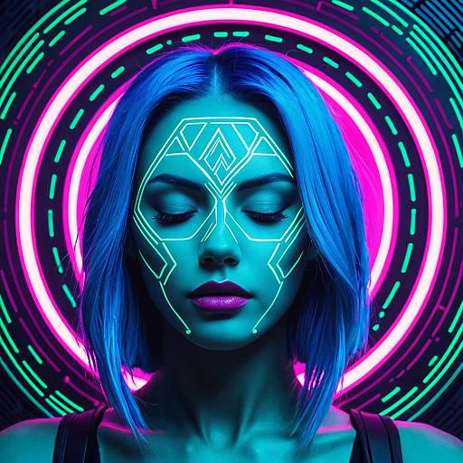 Futuristic Neon Cyberpunk Portrait