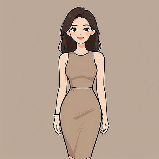 Chic Woman in Earth Tone Dress