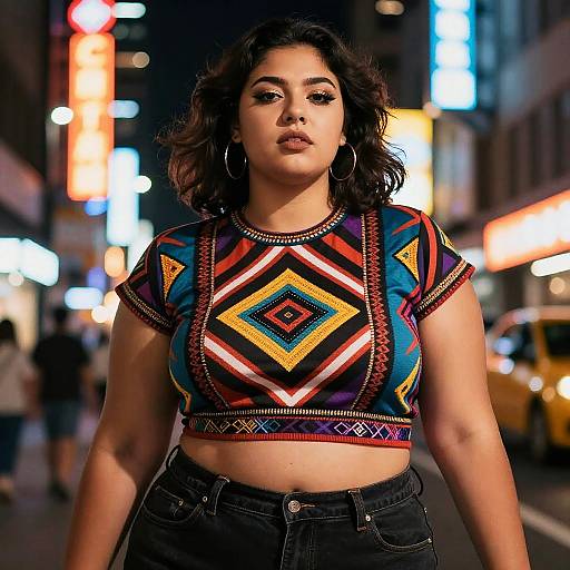 Bold Crop Top in Neon City Nightlife