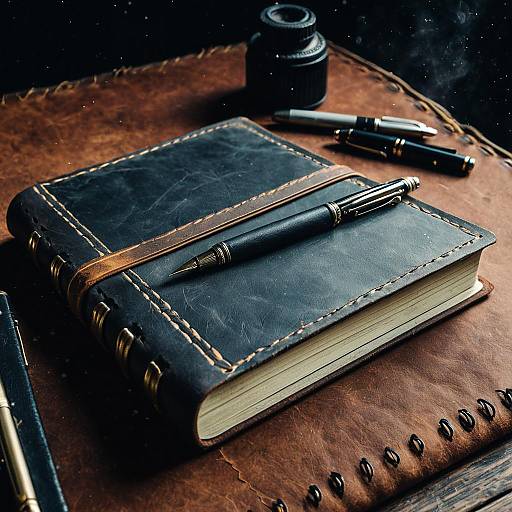 Weathered Leather Journal with Pen
