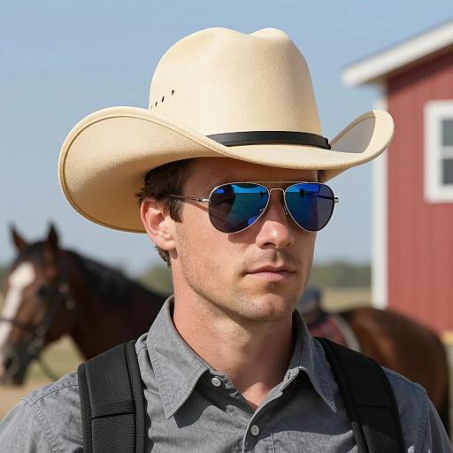 Realistic Outdoor Portrait of a Mountie Costumed Man