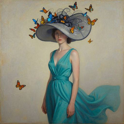 Surreal Woman with Intricate Hat