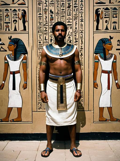 Dark-Skinned Man in Ancient Egyptian Costume