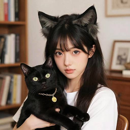 Fantasy Portrait of Woman with Cat Ears