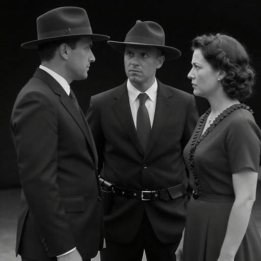 Dramatic Black-and-White Portrait Scene