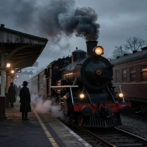 Cinematic Vintage Train at Twilight