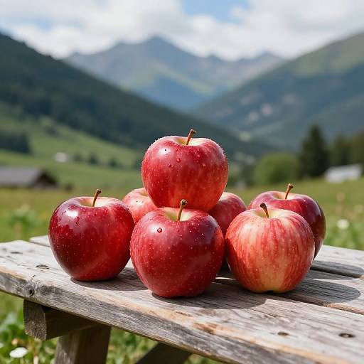 Vibrant Mountain Rose Apples on Bench