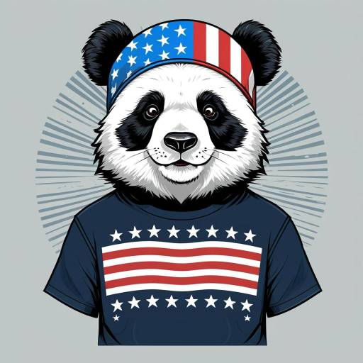 American Patriotic Panda Cartoon