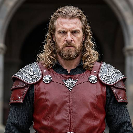 Medieval Warrior in Red Armor