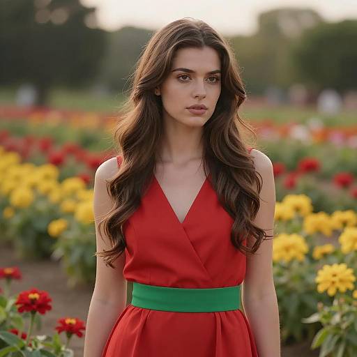 Portrait of Woman in Red and Green Dress