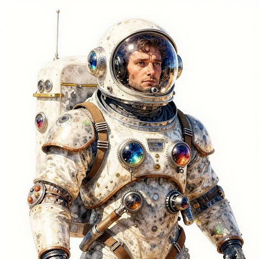 Victorian Space Explorer Watercolor Art