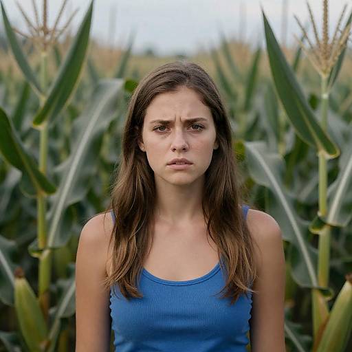 Young Woman in a Cornfield Photograph