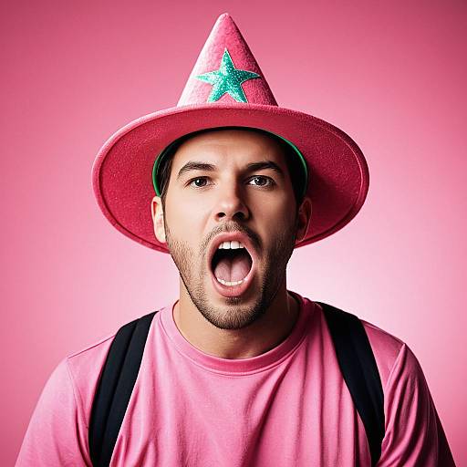 Man Wearing Pink Patrick Star Costume Hat