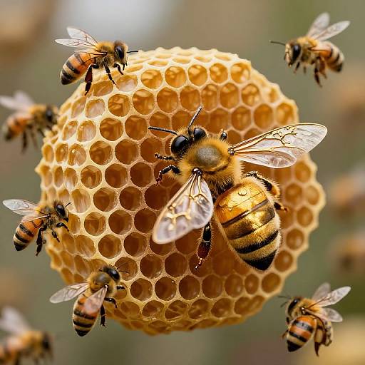 Golden Honeycomb with Queen Bee