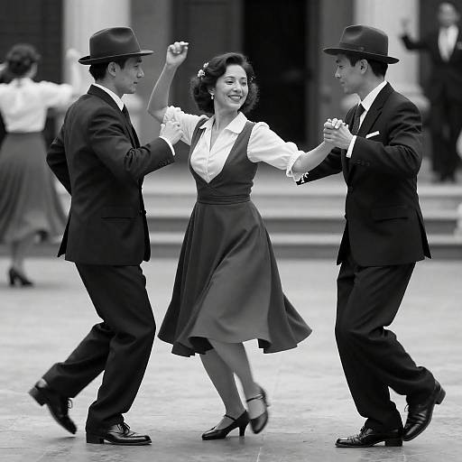 Dynamic Black-and-White Dance Scene
