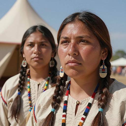 Native American Women in Sunny Outdoors