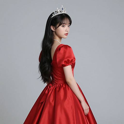 Realistic Red Princess Dress Portrait