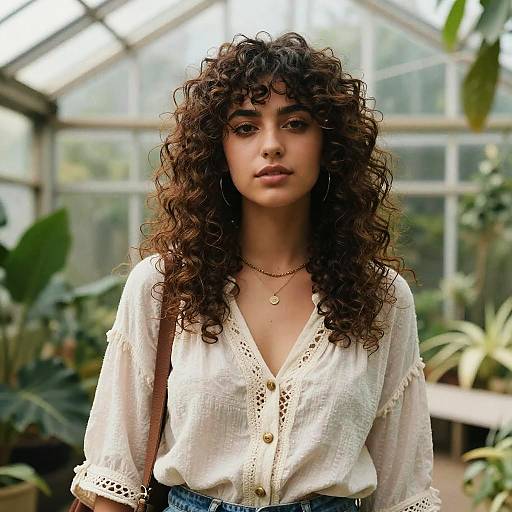 Boho Curly Mullet in Greenhouse