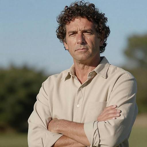 Serious Middle-Aged Man Outdoors