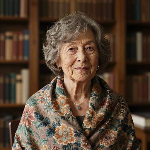 Elderly Lady with Choppy Bangs