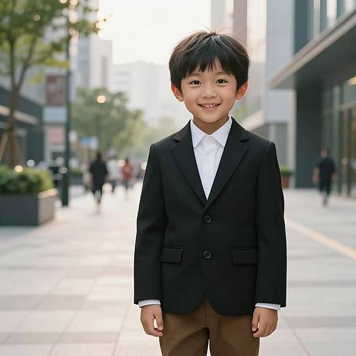 Confident Boy in Urban Sunrise