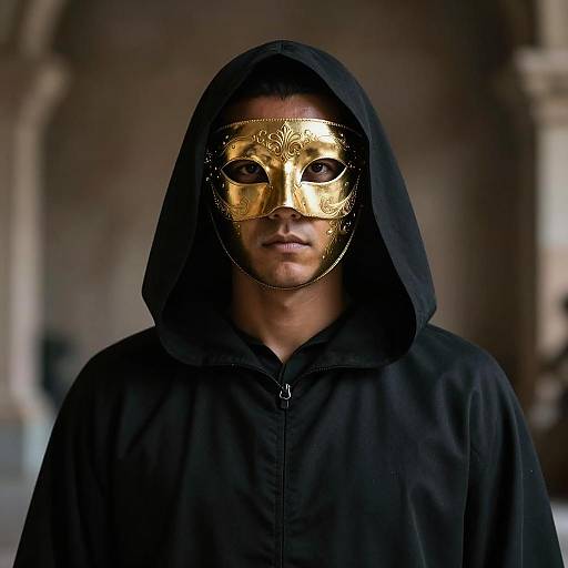 Mysterious Man with Ornate Gold Mask