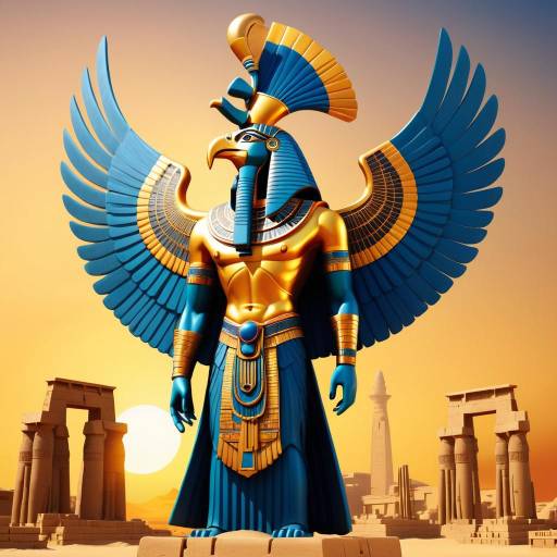 Majestic Horus in Karnak Temples at Sunset Majestic Horus in Karnak Temples at Sunset